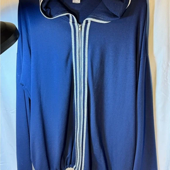 VENUS Blue Zip-Up Hoodie Jacket w/ Silver Sequin Angel Wings – Size M - Picture 2 of 3